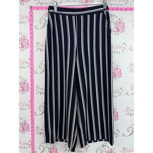 Work hall pants navy  & White Vertical Stripe Wide-Leg Pants striped flowy